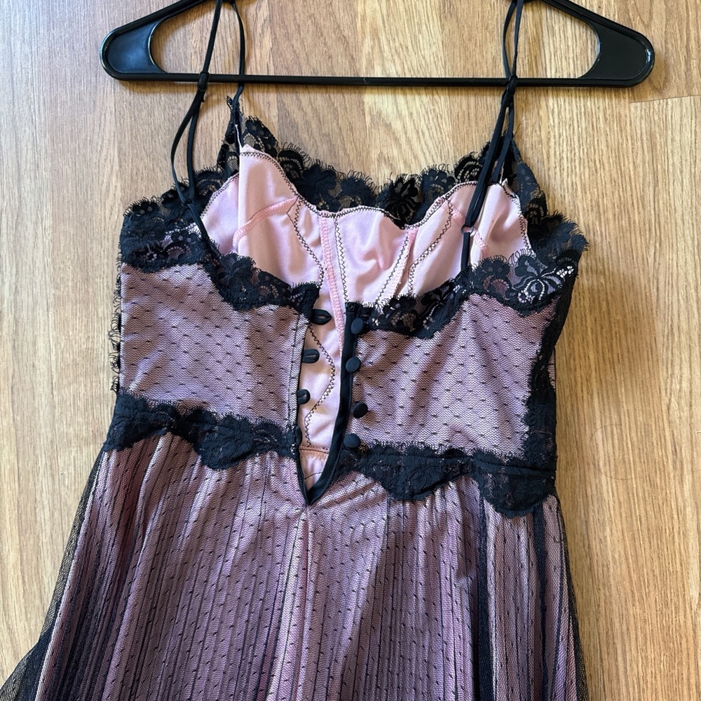 Betsey Johnson Dusty Rose and Black Lace Slip Dress - Picture 5 of 5